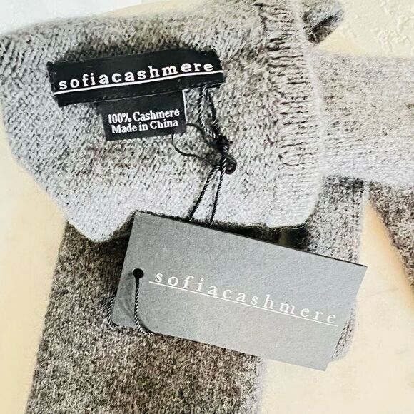 SOFIA CASHMERE Screen Compatible Tech Knit Cashmere Gloves, Gray, LUXURIOUS, NWT - Picture 7 of 10
